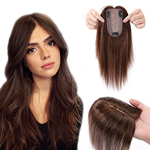 Clip in Extensions Echthaar Topper Extensions Echthaar Haarteile Echthaar Toupet für Frauen Toupee Haarteil 130% Dichte Hair Extensions 35cm-44g 04# Mittelbraun Clip in Extensions Echthaar Topper Extensions Echthaar Haarteile Echthaar Toupet für Frauen Toupee Haarteil 130% Dichte Hair Extensions 35cm-44g 04# Mittelbraun von Silk-co