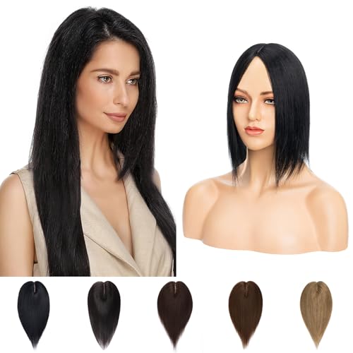 Clip in Extensions Echthaar Topper Extensions Echthaar Haarteile Echthaar Toupet für Frauen Toupee Haarteil 130% Dichte Hair Extensions 40cm-48g 1B# Naturschwarz Clip in Extensions Echthaar Topper Extensions Echthaar Haarteile Echthaar Toupet für Frauen Toupee Haarteil 130% Dichte Hair Extensions 40cm-48g 1B# Naturschwarz von Silk-co