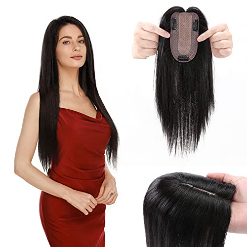 Clip in Extensions Echthaar Topper Extensions Echthaar Haarteile Echthaar Toupet für Frauen Toupee Haarteil 130% Dichte Hair Extensions 45cm-53g 1B# Naturschwarz Clip in Extensions Echthaar Topper Extensions Echthaar Haarteile Echthaar Toupet für Frauen Toupee Haarteil 130% Dichte Hair Extensions 45cm-53g 1B# Naturschwarz von Silk-co