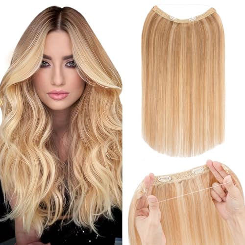Extensions Echthaar mit transparenter Schnur, Silk-co Wire in Extensions Goldenbraun mix Bleichblond 55g, Secrets Hair Extensions, Haar Extensions Haarverlängerung für Frauen 30cm #12P613 Extensions Echthaar mit transparenter Schnur, Silk-co Wire in Extensions Goldenbraun mix Bleichblond 55g, Secrets Hair Extensions, Haar Extensions Haarverlängerung für Frauen 30cm #12P613 von Silk-co