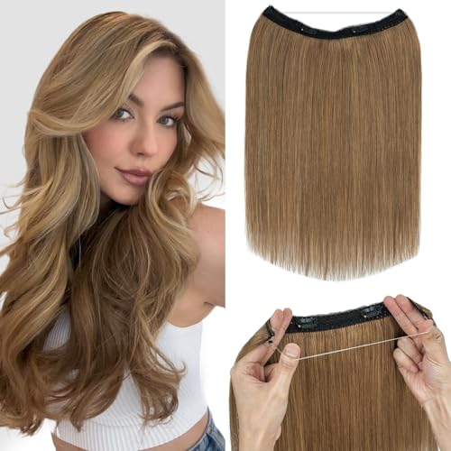 Extensions Echthaar mit transparenter Schnur, Silk-co Wire in Extensions Hellbraun 55g, Secrets Hair Extensions, Haar Extensions Haarverlängerung für Frauen 30cm #06 von Silk-co