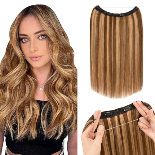 Extensions Echthaar mit transparenter Schnur, Silk-co Wire in Extensions Schokoladenbraun mix Dunkelblond 60g, Secrets Hair Extensions, Haar Extensions Haarverlängerung für Frauen 35cm #4P27 Extensions Echthaar mit transparenter Schnur, Silk-co Wire in Extensions Schokoladenbraun mix Dunkelblond 60g, Secrets Hair Extensions, Haar Extensions Haarverlängerung für Frauen 35cm #4P27 von Silk-co