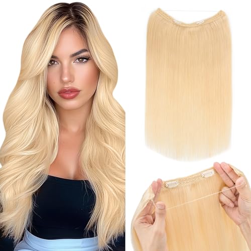 Extensions Echthaar mit transparenter Schnur, Silk-co Wire in ExtensionsBleichblond 60g, Secrets Hair Extensions, Unsichtbarem Haar Extensions Haarverlängerung für Frauen 40cm #613 Extensions Echthaar mit transparenter Schnur, Silk-co Wire in ExtensionsBleichblond 60g, Secrets Hair Extensions, Unsichtbarem Haar Extensions Haarverlängerung für Frauen 40cm #613 von Silk-co