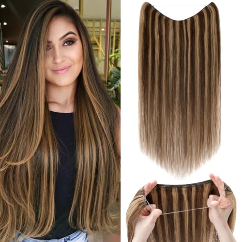 Extensions Echthaar mit Gummiband, Silk-co Wire in Extensions Mittelbraun Highlights Dunkelblond 60g, Secrets Hair Extensions, Haar Extensions Haarverlängerung für Frauen 40cm #4P27 Extensions Echthaar mit Gummiband, Silk-co Wire in Extensions Mittelbraun Highlights Dunkelblond 60g, Secrets Hair Extensions, Haar Extensions Haarverlängerung für Frauen 40cm #4P27 von Silk-co