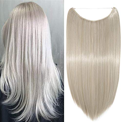 Silk-co Haarverlängerung mit Gummiband, Glatte Extensions mit unsichtbare Schnur, Synthetisch Haarteil wie Echthaar, Haarverdichtung Haar Extensions für Frauen, Blond & Silbergrau, 50cm Silk-co Haarverlängerung mit Gummiband, Glatte Extensions mit unsichtbare Schnur, Synthetisch Haarteil wie Echthaar, Haarverdichtung Haar Extensions für Frauen, Blond & Silbergrau, 50cm von Silk-co