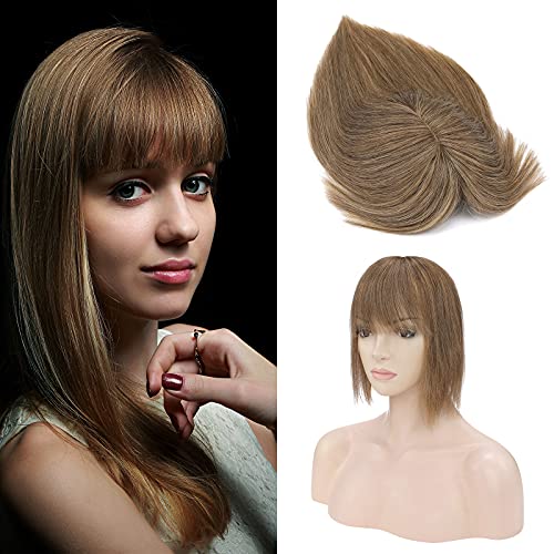Silk-co Clip in Extension Echthaar Topeer Echthaar Haarteile Echthaar Toupet Haarverlängerung mit Franse Pony Hair Extensions für Frauen 7A Real Human Hair 40cm-48g 06# Hellbraun Silk-co Clip in Extension Echthaar Topeer Echthaar Haarteile Echthaar Toupet Haarverlängerung mit Franse Pony Hair Extensions für Frauen 7A Real Human Hair 40cm-48g 06# Hellbraun von Silk-co
