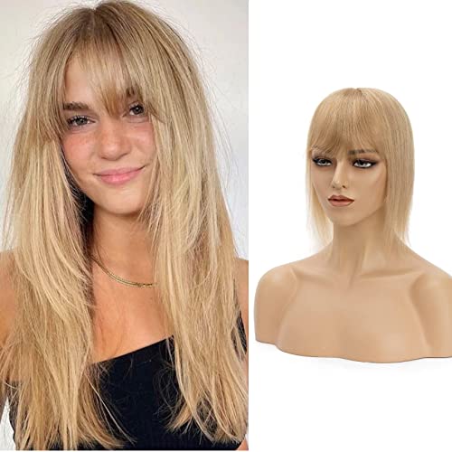 Silk-co Haarteile Topper mit Fransen Dunkelblond, Clip In Extensions Echthaar, Toupet Remy Echthaar Haarverlängerung für Frauen Silk-co Haarteile Topper mit Fransen Dunkelblond, Clip In Extensions Echthaar, Toupet Remy Echthaar Haarverlängerung für Frauen von Silk-co