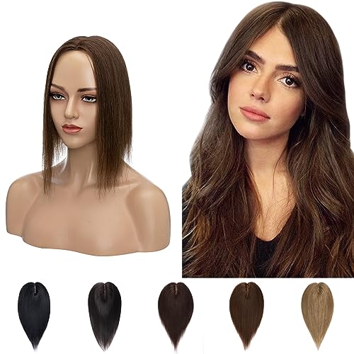 Silk-co Haarteile Echthaar Braun, Haartopper Clip in Extensions Echthaar Topper Haarverlängerung, Toupet Hair Extensions Human Hair für Frauen, Schokoladenbraun 04# 25cm Silk-co Haarteile Echthaar Braun, Haartopper Clip in Extensions Echthaar Topper Haarverlängerung, Toupet Hair Extensions Human Hair für Frauen, Schokoladenbraun 04# 25cm von Silk-co