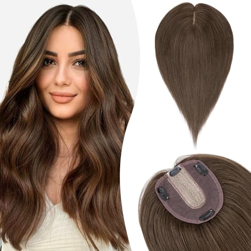 Silk-co Hair Topper Echthaar 10x12cm, Basis Toupet Damen, Haartopper Echthaar mit Remy Seide Basis, Haar Topper Clip in Haarteil Extensions 30cm Silk-co Hair Topper Echthaar 10x12cm, Basis Toupet Damen, Haartopper Echthaar mit Remy Seide Basis, Haar Topper Clip in Haarteil Extensions 30cm von Silk-co