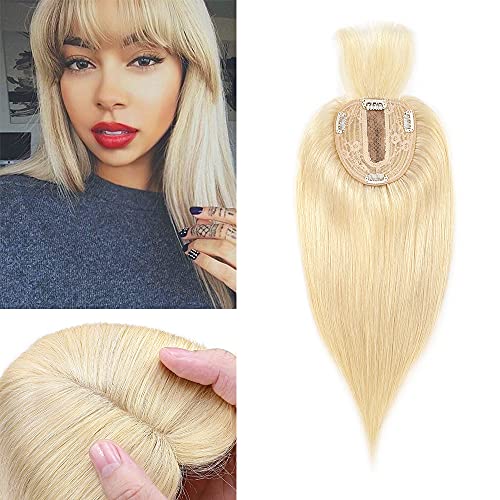 Silk-co Hair Topper Echthaar mit langem Pony, Toupet Damen 10x12cm Basis, Haartopper Echthaar mit Remy Seide Basis, Haar Topper Clip in Haarteil Extensions, 30cm60# Platinblond Silk-co Hair Topper Echthaar mit langem Pony, Toupet Damen 10x12cm Basis, Haartopper Echthaar mit Remy Seide Basis, Haar Topper Clip in Haarteil Extensions, 30cm60# Platinblond von Silk-co