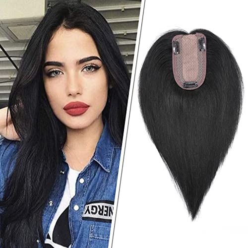 Silk-co Topper Extensions Echthaar Clip in Extensions Echthaar Toupet für Frauen Toupee Haarverlängerung 130% Dichte Hair Extensions 35cm-44g 01# Rabenschwarz Silk-co Topper Extensions Echthaar Clip in Extensions Echthaar Toupet für Frauen Toupee Haarverlängerung 130% Dichte Hair Extensions 35cm-44g 01# Rabenschwarz von Silk-co
