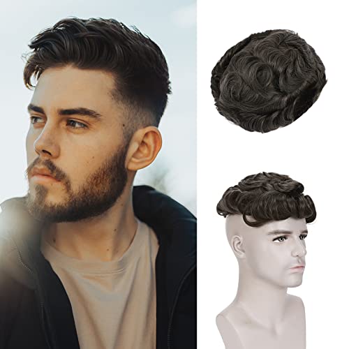 Silk-co Toupee Extensions Echthaar Toupet Extensions Haarteile Echthaar Herren Perücke Natürlich Männlich Haarverlängerung 7A Real Human Hair 06# Hellbraun von Silk-co