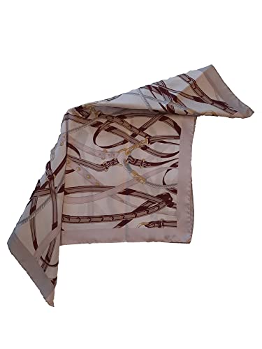 Silk of Como Seidenschal für Damen, Einheitsgröße 52 x 52 cm, quadratisch, eleganter Schal, Pashmina Schal, Geschenkideen für Damen, Palme (PINK HORSE) von Silk of Como