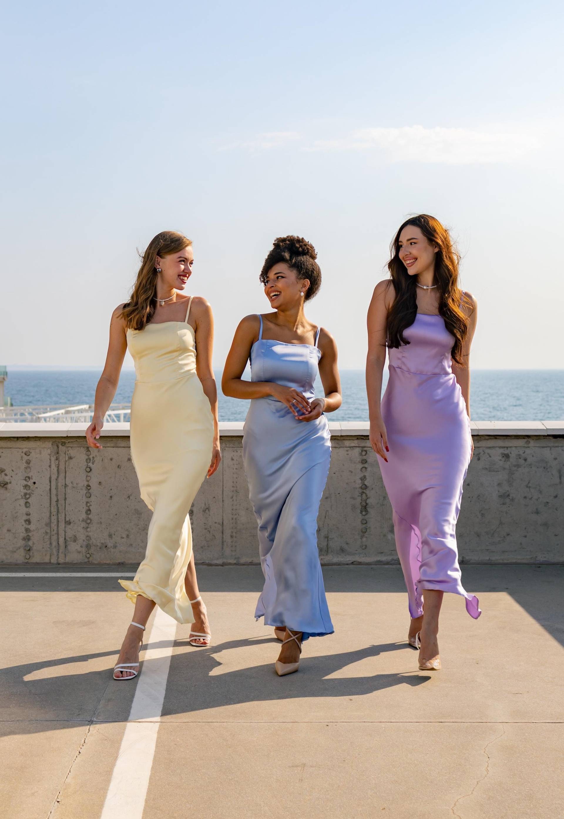 Brautjungfernkleid Mix Match Brautjungfern Mismath Pastell Satinkleider Formelles Dienstmädchenkleid Blush Kleider Halbformelle Kleidung Emily Kleid von SilkGardenStefa