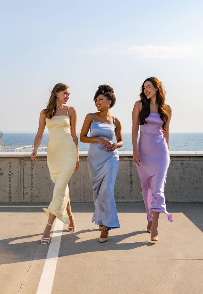 Brautjungfernkleid Mix Match Brautjungfern Mismath Pastell Satinkleider Formelles Dienstmädchenkleid Blush Kleider Halbformelle Kleidung Emily Kleid von SilkGardenStefa