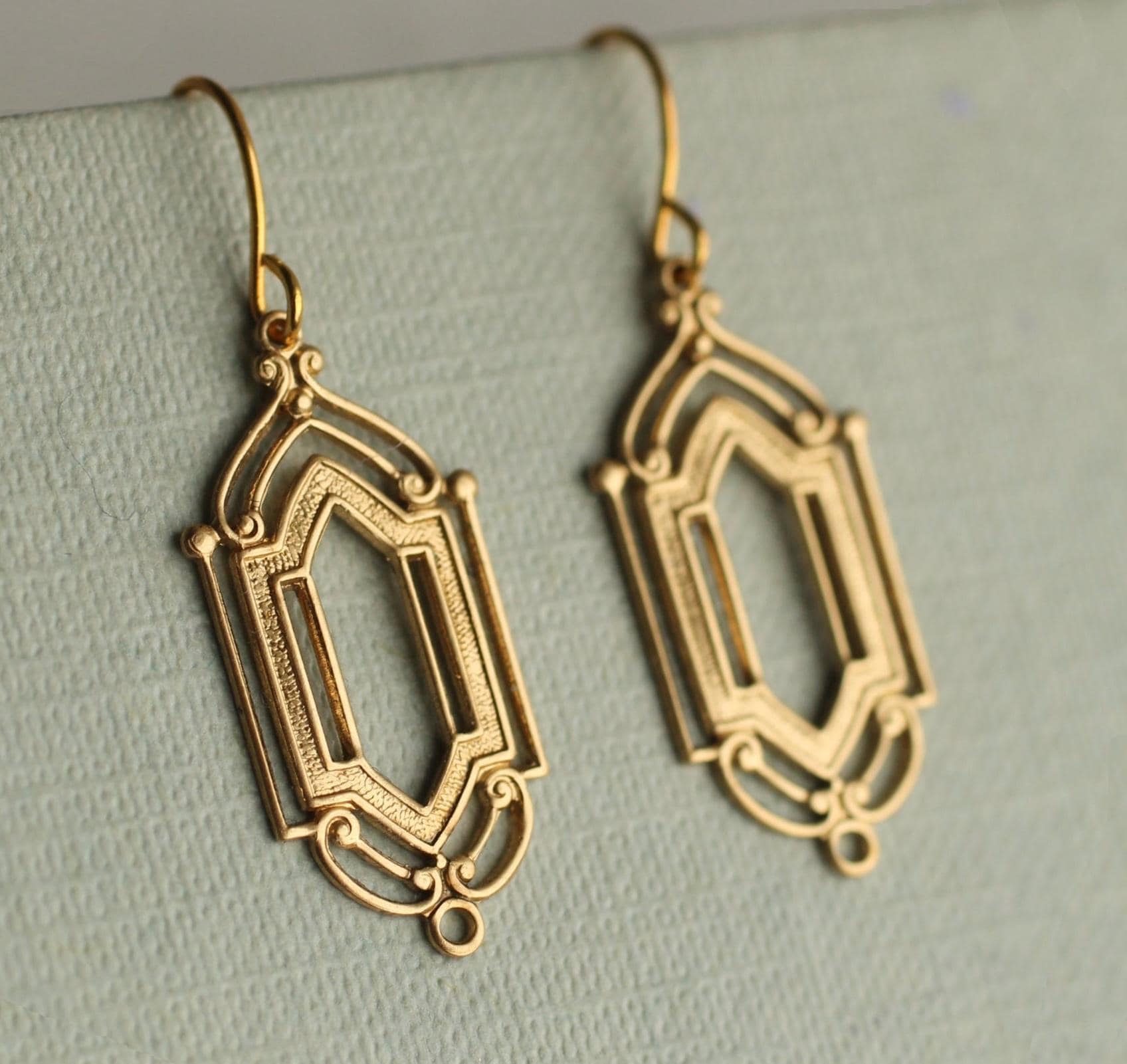 Art Deco Kronleuchter Ohrringe 1920Er Jahre Antik Vintage Messing von SilkPurseSowsEar