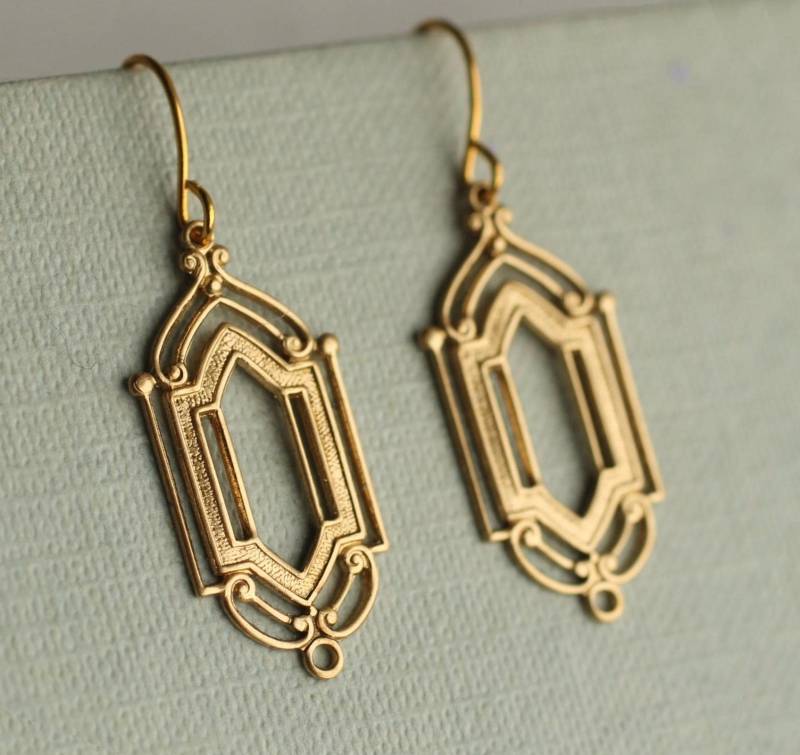 Art Deco Kronleuchter Ohrringe 1920Er Jahre Antik Vintage Messing von SilkPurseSowsEar