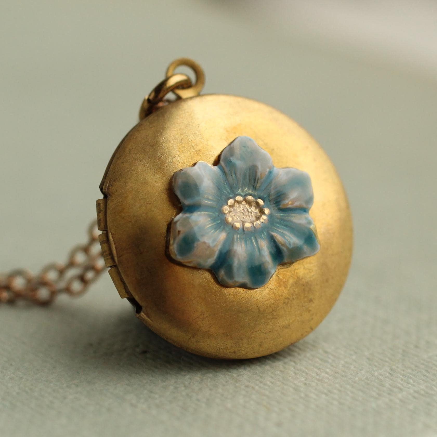 Personalisierte Vergissmeinnicht Foto Locket Halskette, Lkgp-123 von SilkPurseSowsEar