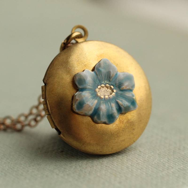 Personalisierte Vergissmeinnicht Foto Locket Halskette, Lkgp-123 von SilkPurseSowsEar