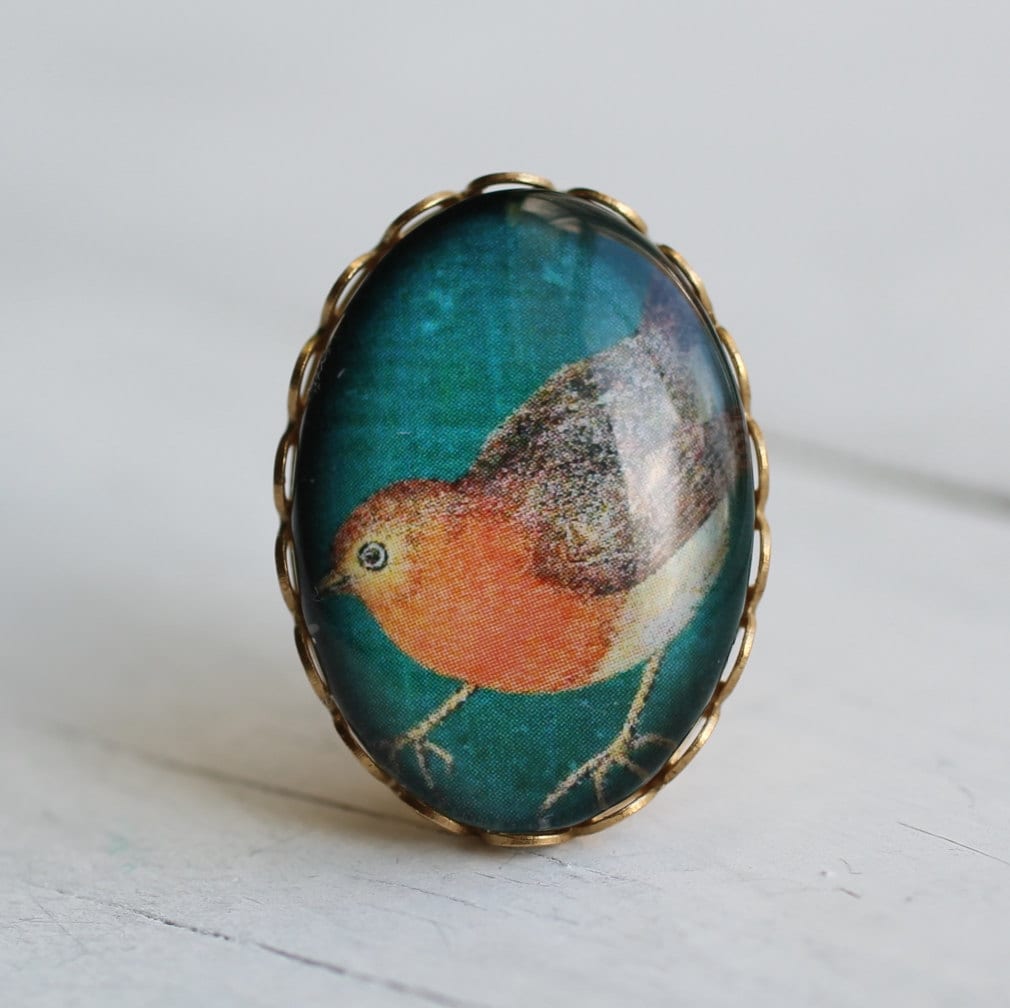 Rotkehlchen Vogel Brosche Miniatur Weihnachten Schmuck Rotkehlchen Vogel Brosche Miniatur Weihnachten Schmuck von SilkPurseSowsEar