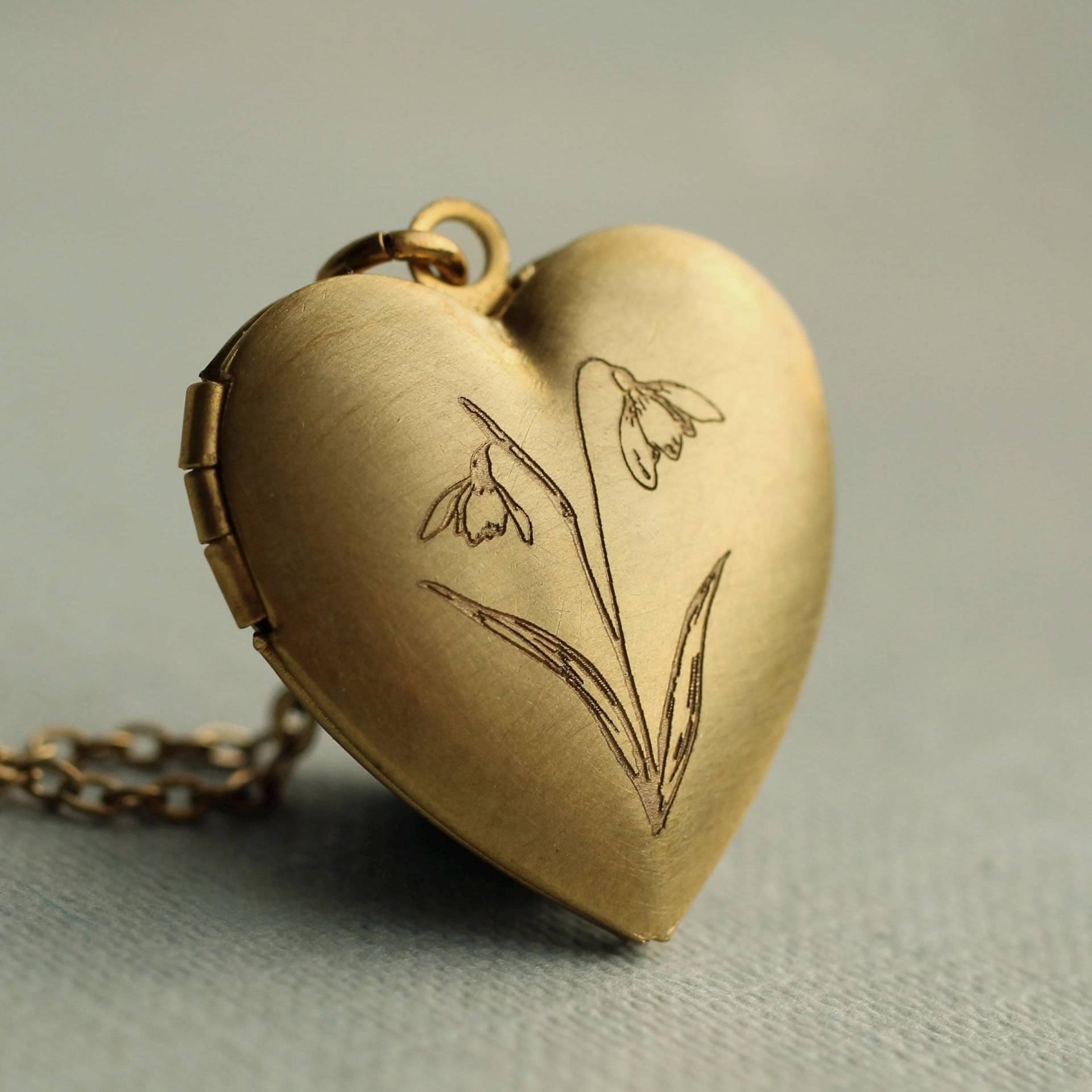 Schneeglöckchen Herz Locket Halskette Mit Fotos Personalisierte Geburtsblumen-Halskette, Lkgp-33 Schneeglöckchen Herz Locket Halskette Mit Fotos Personalisierte Geburtsblumen-Halskette, Lkgp-33 von SilkPurseSowsEar
