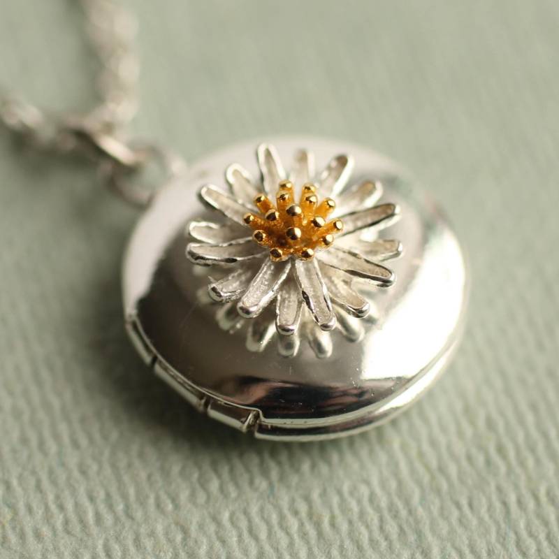 Gänseblümchen Medaillon Halskette Blumenmädchen Geschenk, Lksp-9 von SilkPurseSowsEar