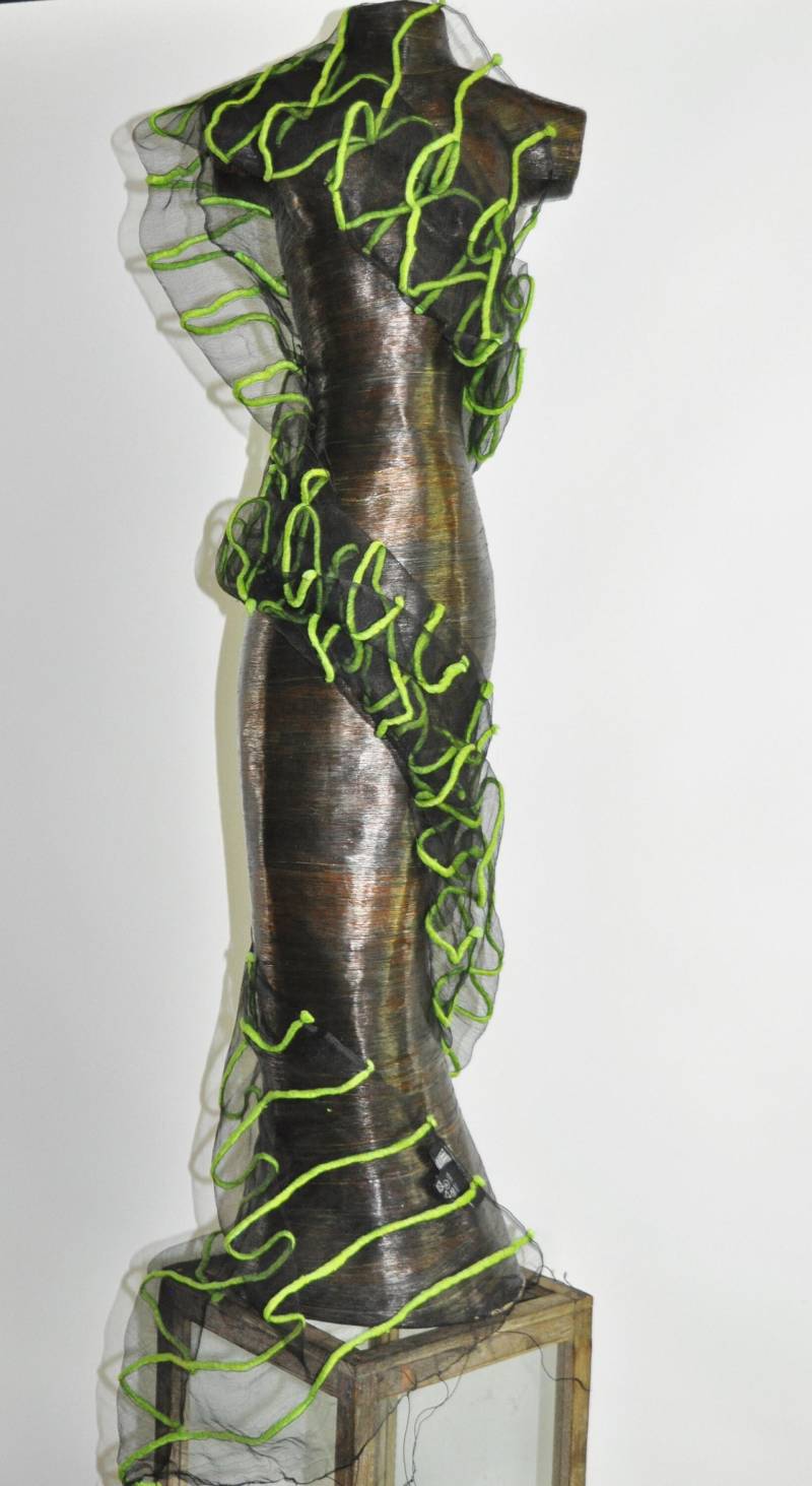 Organza Scarf With Cotton Felt in Striped Look von SilkRouteDE