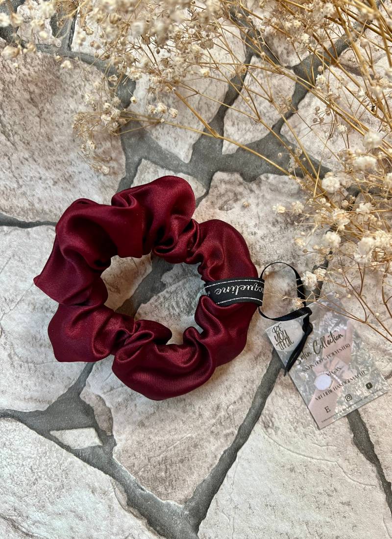 Burgunder Midi Satin Scrunchie | Veganer Curly Girl Freundlich String Hold Anti Haarbruch Think von SilkScrunchiesDesign