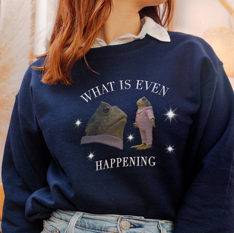 What Is Even Happening Retro Style Crewneck Sweatshirt von Silkandivy