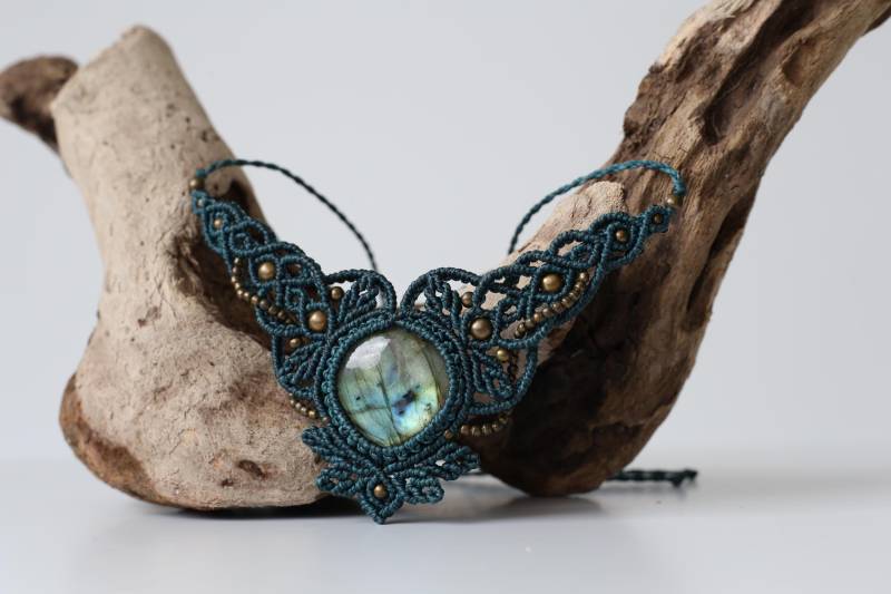 Labradorit | Makramee Kette Handgemachte Edelstein Halskette Boho Schmuck Geburtsstein Naturstein Collier Heilung Geschenk von SilkesMacrame