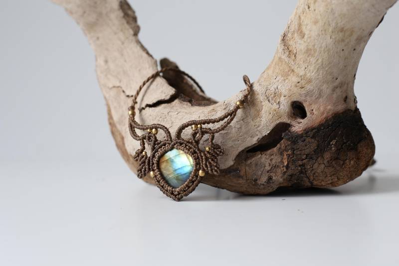Labradorit | Makramee Kette Handgemachte Edelstein Halskette Boho Schmuck Geburtsstein Naturstein Collier Heilung Geschenk von SilkesMacrame
