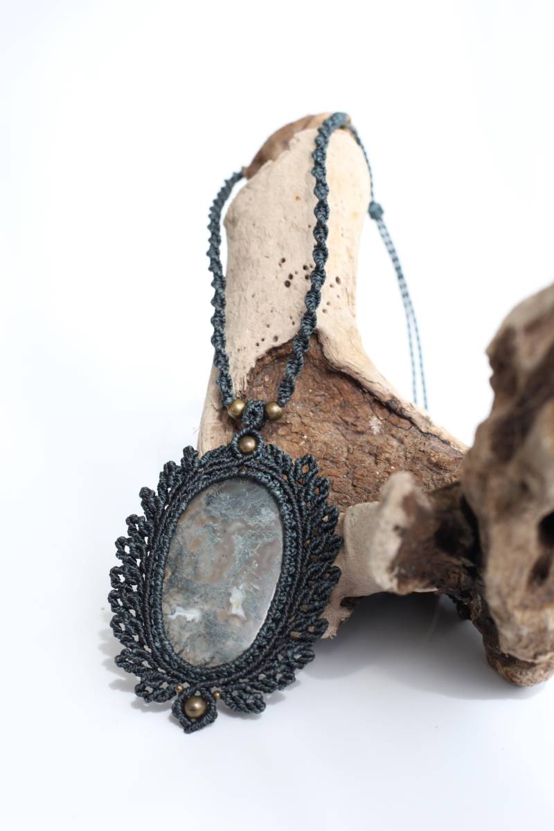 Moosachat | Makramee Kette Handgemachte Edelstein Halskette Boho Schmuck Geburtsstein Naturstein Collier Heilung Geschenk Moosachat | Makramee Kette Handgemachte Edelstein Halskette Boho Schmuck Geburtsstein Naturstein Collier Heilung Geschenk von SilkesMacrame