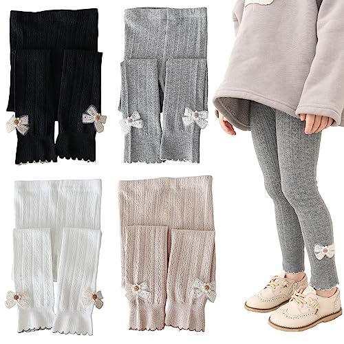 Silkglory Leggings für Mädchen,Baby Mädchen Strumpfhose Kleinkind Weiche Strumpfhose Strümpfe mit Schmetterling Dekoration Säuglingsstrumpfhosen für Mädchen(2 Stück) Schwarz/Weiß, 4-5 Jahre von Silkglory