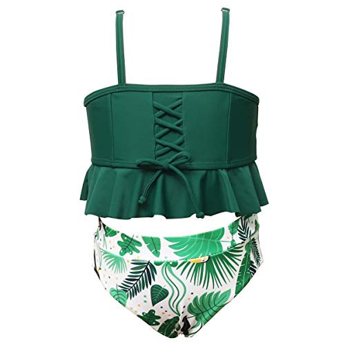 Silkglory Badeanzug Mädchen 164,Bikini Mädchen Set Seilbindung Bikinioberteil Strandmode Zweierpack Badeanzug,Mädchen Tankini Schwimmanzug 9-11 Jahre - Grüne von Silkglory