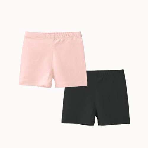 Silkglory Shorts Mädchen Kurze Leggings Kinder Kurze Hose mädchen Aus Baumwolle Radlerhose Cycling Panty,Reiten Schwarz/Rosa,2er Pack,7-9 Jahre von Silkglory