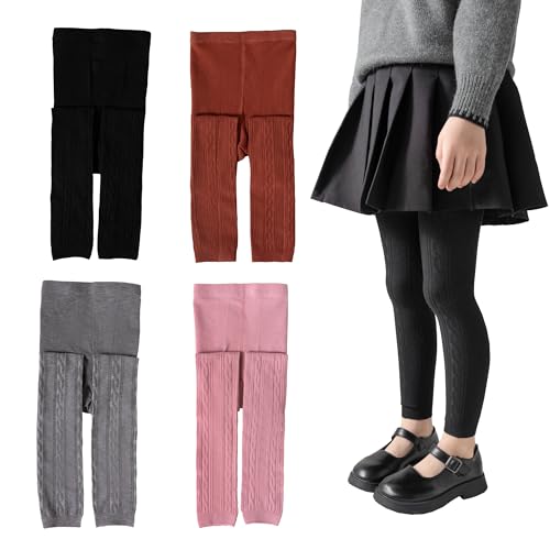 Silkglory Strickstrumpfhosen Strumpfhosen für mädchen Hochtaillierte Leggings im 2er-Pack – Nahtloses Design, hervorragende Elastizität, Zeitlose Unifarben,2-3 Jahre von Silkglory