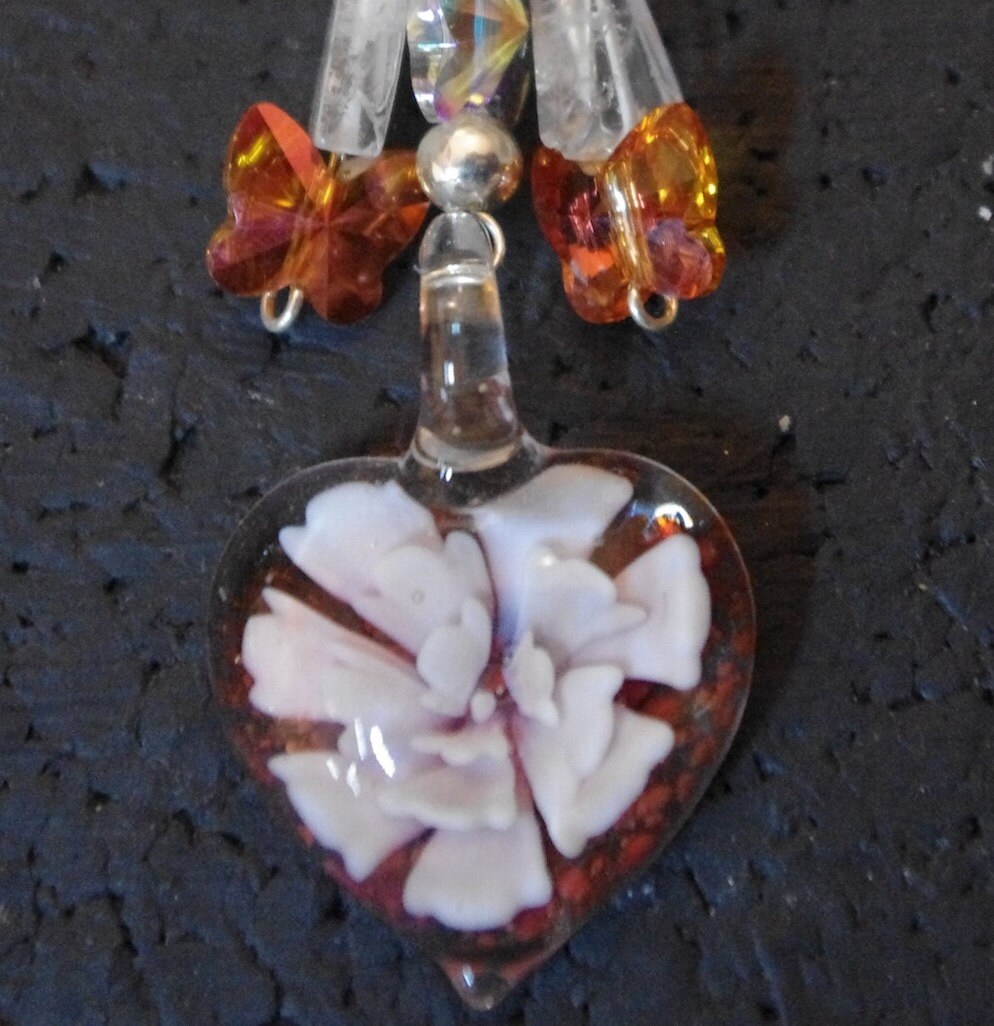 Silber Schal Ring Mit Orange Weißen Blume Lampwork Glasbrenner von SilknSparkles