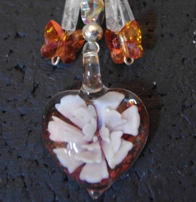 Silber Schal Ring Mit Orange Weißen Blume Lampwork Glasbrenner Silber Schal Ring Mit Orange Weißen Blume Lampwork Glasbrenner von SilknSparkles