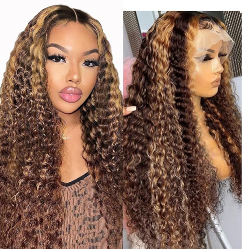 33 x 15,2 cm Highlight Lace Front Perücke Echthaar 4/27 Ombre Deep Wave Lace Front Wig Human Hair Pre Plucked With Baby Hair 180% Density Honey Blonde Curly Human Hair Glueless Wigs for Women (66.0 cm 33 x 15,2 cm Highlight Lace Front Perücke Echthaar 4/27 Ombre Deep Wave Lace Front Wig Human Hair Pre Plucked With Baby Hair 180% Density Honey Blonde Curly Human Hair Glueless Wigs for Women (66.0 cm von Silky Longess