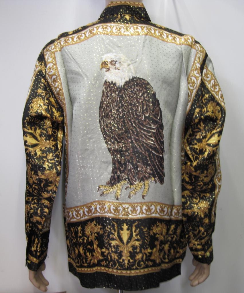 Vintage 1990Er Falcon Seidenhemd Mehrfarbig, 100% Metallic Seide, Barock-Kleid, Vom European Style Inspiriertes Herrengröße S, M, L von SilkyFashionShirts