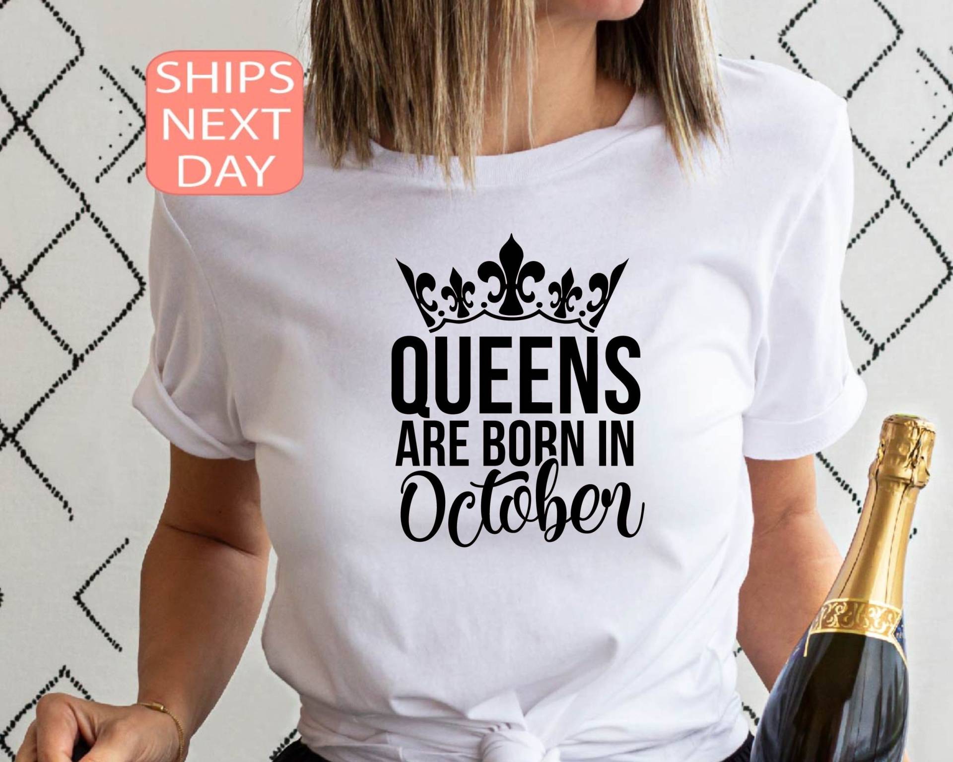 Königinnen Sind Im Oktober Geboren, Geburtstag Shirt, Geburtstagsgeschenk, Geschenk Für Waage Königinnen, Mädchen, Shirts Frauen von SilkywayApparel