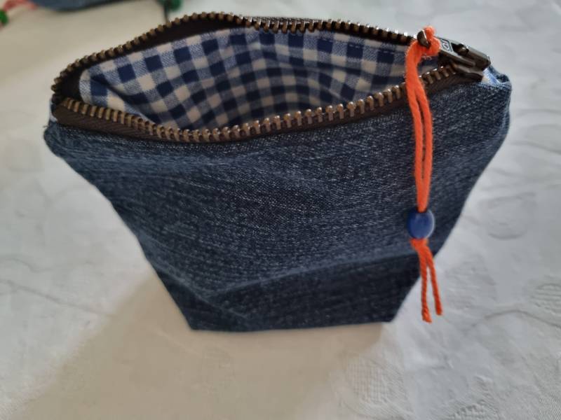 Denim Zipper Pouch Gefütterte Reisetasche von SillaBee