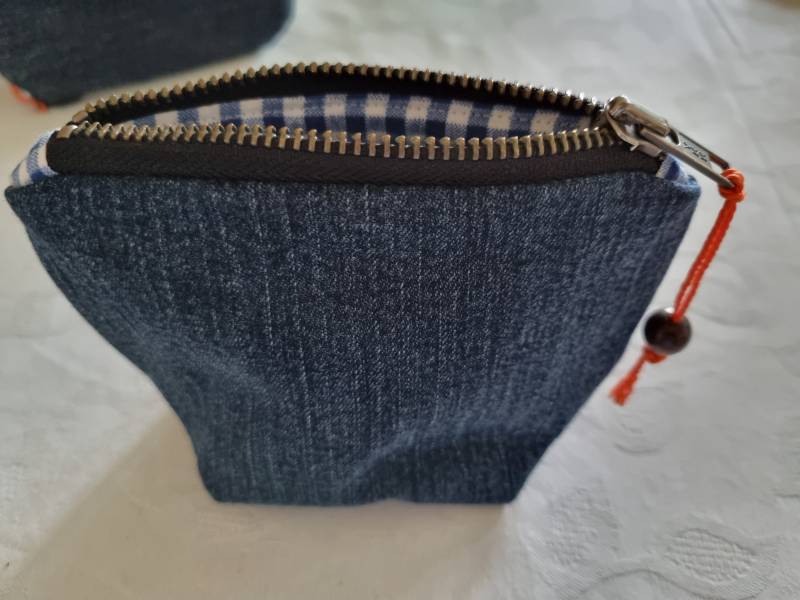 Denim Zipper Pouch Gefütterte Reisetasche von SillaBee