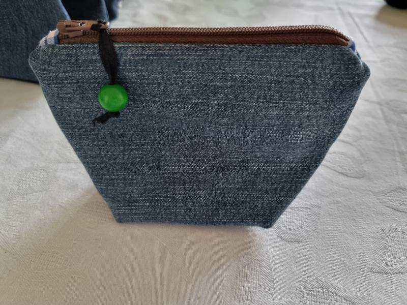 Denim Zipper Pouch Gefütterte Reisetasche von SillaBee