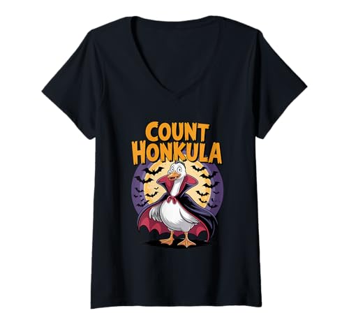 Damen GRAF Honkula/Halloween Gans Easy Kostüm T-Shirt mit V-Ausschnitt Damen GRAF Honkula/Halloween Gans Easy Kostüm T-Shirt mit V-Ausschnitt von Sillier Goose Designs
