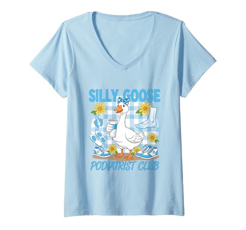 Damen Lustiger Podologe Silly Goose Foot Doctor Medical Humor T-Shirt mit V-Ausschnitt von Silly Goose Club Healthcare Professions T-Shirt