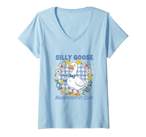 Damen Silly Goose, niedlicher Neurowissenschaftler Club, Neurowissenschaften, lustig T-Shirt mit V-Ausschnitt von Silly Goose Club Healthcare Professions T-Shirt