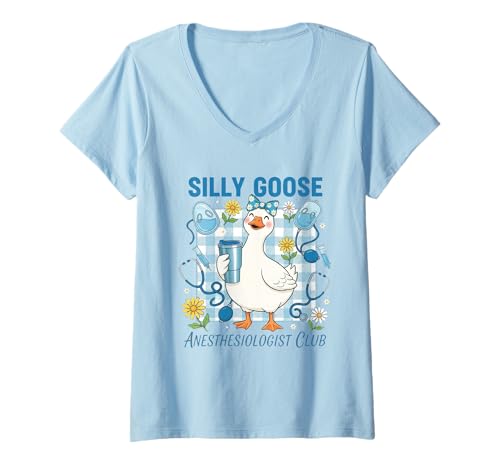 Damen Silly Goose Anästhesiologe Club Niedlich Lustig T-Shirt mit V-Ausschnitt von Silly Goose Club Healthcare Professions T-Shirt