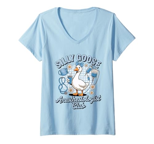 Damen Silly Goose Annesthesiologist Club T-Shirt mit V-Ausschnitt von Silly Goose Club Healthcare Professions T-Shirt