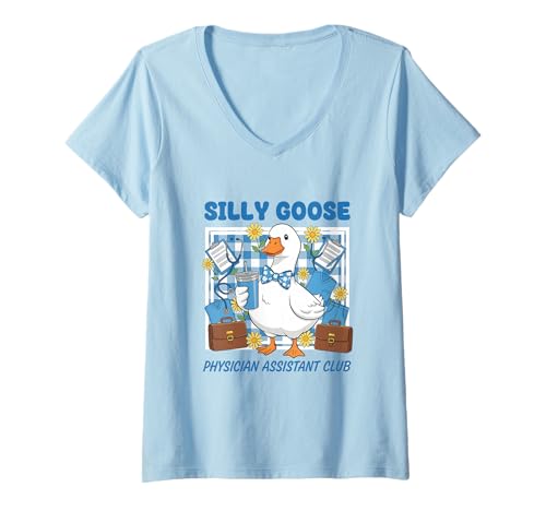 Damen Silly Goose Arzt Assistant Club, niedlich lustig T-Shirt mit V-Ausschnitt von Silly Goose Club Healthcare Professions T-Shirt